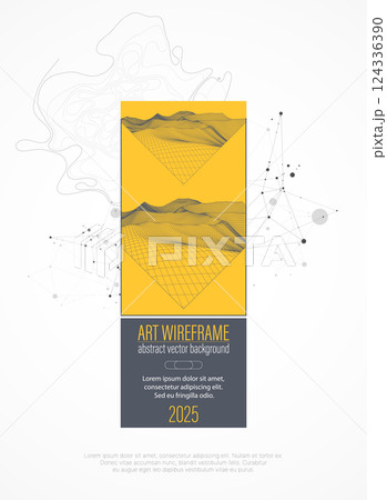 Wireframe design for posters. Page layout. ART background. Scientific cover template for presentations. 124336390