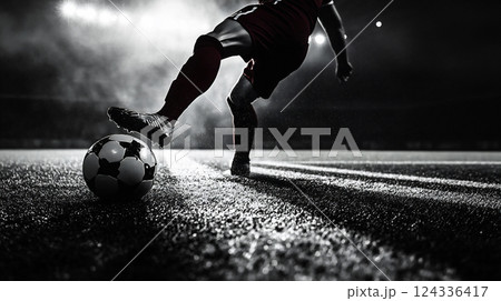 モノクロのサッカー選手 124336417