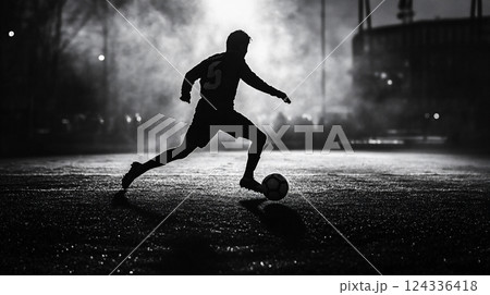 モノクロのサッカー選手 124336418