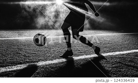 モノクロのサッカー選手 モノクロのサッカー選手 124336419