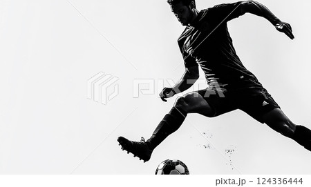 モノクロのサッカー選手 モノクロのサッカー選手 124336444