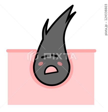 黒髪が乾燥や栄養不足で枝毛になるイラスト 124336603