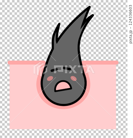 黒髪が乾燥や栄養不足で枝毛になるイラスト 124336603