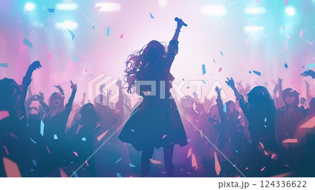 ペンライトで盛り上がるイベント会場 ペンライトで盛り上がるイベント会場 124336622