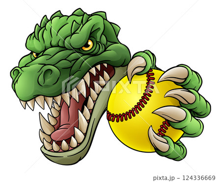 Alligator Crocodile Dinosaur Softball Sport Mascot 124336669