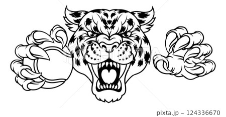 Jaguar Leopard Cheetah Panther Tennis Mascot Jaguar Leopard Cheetah Panther Tennis Mascot 124336670