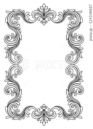 Filigree Heraldic Crest Motif Floral Pattern Frame Filigree Heraldic Crest Motif Floral Pattern Frame 124336687