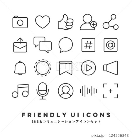 UIアイコンセット（SNS＆メディア） 124336848