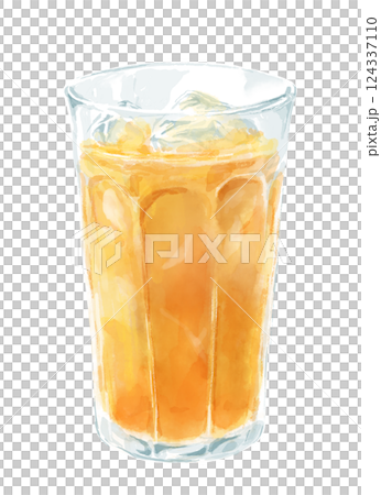 Watercolor illustration of iced tea in a glass Watercolor illustration of iced tea in a glass 124337110