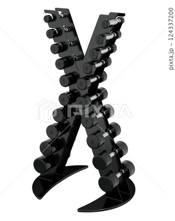Gym Dumbbell rack in X shape, a stand for weightlifting gym equipment with different size and weight dumbbells. Png clipart isolated on transparent background Gym Dumbbell rack in X shape, a stand for weightlifting gym equipment with different size and weight dumbbells. Png clipart isolated on transparent background 124337200