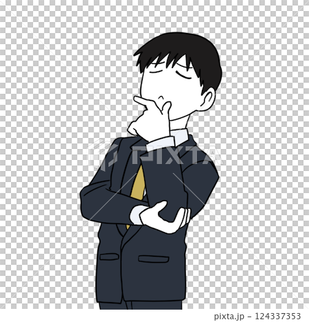 A man in a suit thinking deeply A man in a suit thinking deeply 124337353