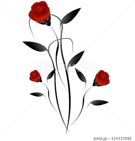 Three red roses.のイラスト素材 [124337892] - PIXTA
