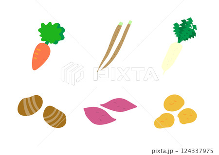 根菜のイラストセット 124337975