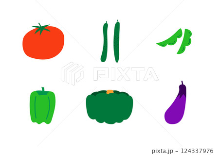 夏野菜のイラストセット 124337976