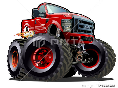 Cartoon Monster Truck 124338388