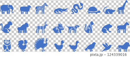動物のグラフィックアイコンイラストセット 動物のグラフィックアイコンイラストセット 124339016