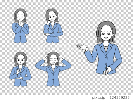 穿著西裝的職業女性插圖集(藍色) 穿著西裝的職業女性插圖集(藍色) 124339223