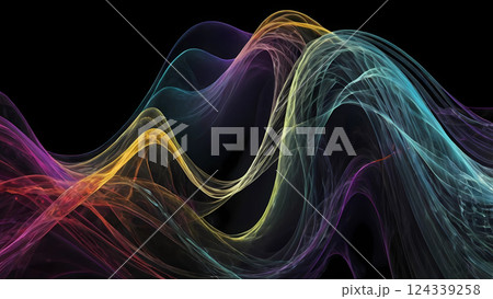 Abstract wave lines pattern dynamic colorful, Colorful abstract fractal background with flowing light lines 124339258