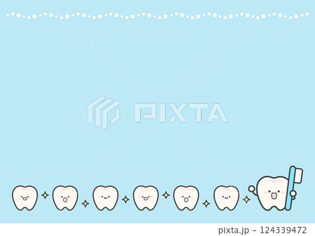 歯と歯ブラシのフレーム ブルー 124339472