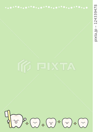 歯と歯ブラシのフレーム 緑色 歯と歯ブラシのフレーム 緑色 124339478