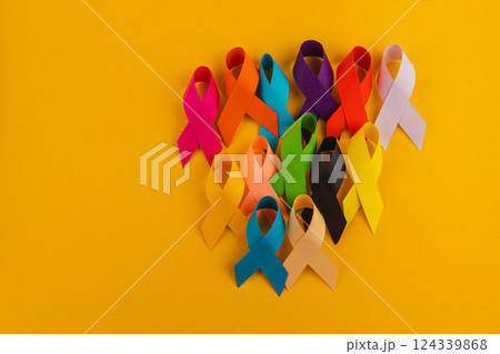 Colorful Awareness Ribbons Representing Various Health Campaigns and Support 124339868