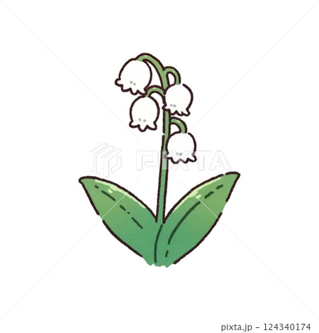 シンプルな鈴蘭のイラスト、アイコン、素材、背景なし シンプルな鈴蘭のイラスト、アイコン、素材、背景なし 124340174