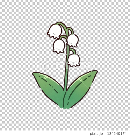 シンプルな鈴蘭のイラスト、アイコン、素材、背景なし シンプルな鈴蘭のイラスト、アイコン、素材、背景なし 124340174