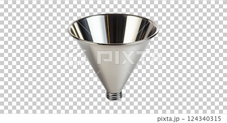 Stainless Steel Funnel For Precision Pouring And Liquid Transfer Isolated On Transparent Background 124340315