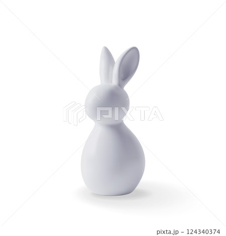 3D white ceramic easter bunny isolated 3D white ceramic easter bunny isolated 124340374