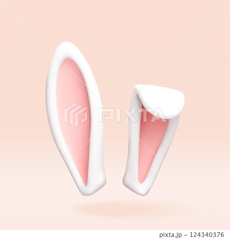 3D rabbit easter ears isolated on pink. 124340376