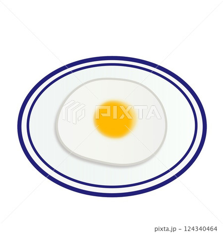 皿に乗った目玉焼きのイラスト 124340464