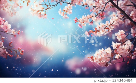 桜の花びらが舞う春の風景 124340494