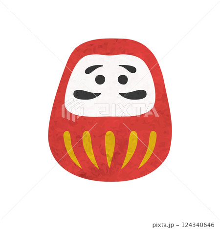 手描きの水彩のだるまイラスト 124340646