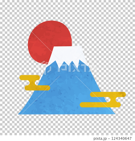 手描きの水彩の富士山イラスト 124340647