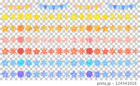 豐富多彩的花卉邊框裝飾顏色變化向量素材 124341018