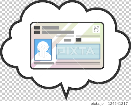 吹き出しの中にマイナンバーカード（個人番号カード）のイラスト　表面　ベクター　カラーアイコン 124341217