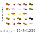 色々な種類のおまんじゅうの手描きカラーイラストセット 124341239