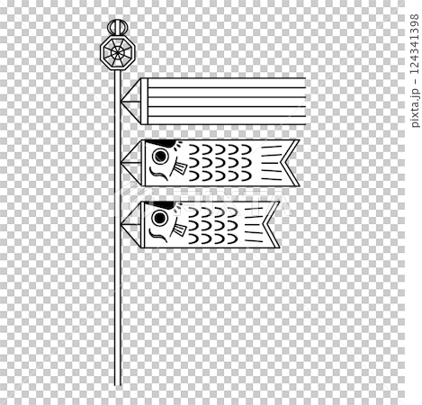 鯉のぼりイラスト（線画） 124341398