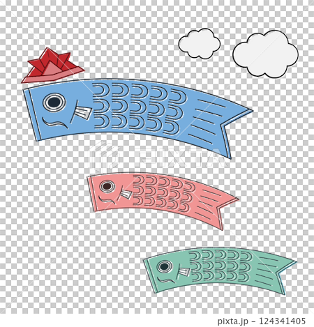 鯉魚旗插圖(線描) 鯉魚旗插圖(線描) 124341405