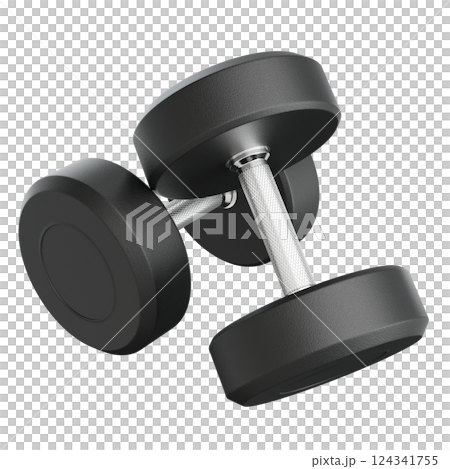 Two Blank Round Rubber Dumbbells, weightlifting gym equipment top view Two Blank Round Rubber Dumbbells, weightlifting gym equipment top view 124341755