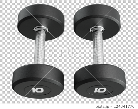 Two blank Round Rubber Dumbbells with number 10, weightlifting gym equipment 124341770