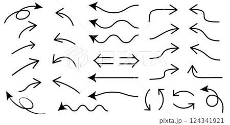 黒色の矢印セットイラスト 黒色の矢印セットイラスト 124341921