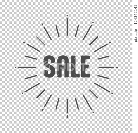 SALE lettering and a simple black sunburst frame - Sale POP design parts material SALE lettering and a simple black sunburst frame - Sale POP design parts material 124342143