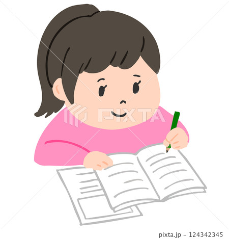 勉強している女の子 124342345