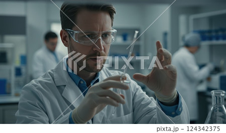 young chemist working in the lab 124342375