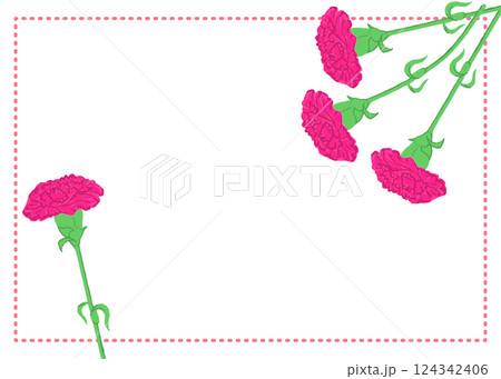母の日の赤いカーネーションのフレームイラスト 124342406