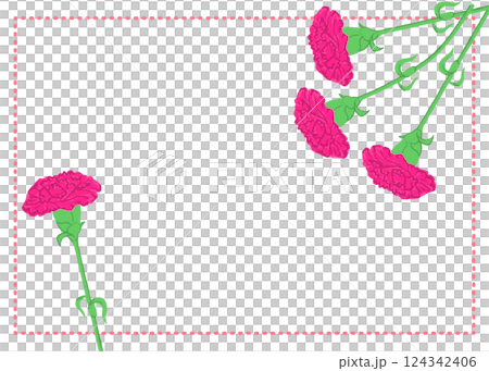 mother's day red carnation frame illustration 124342406