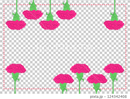母の日の赤いカーネーションのフレームイラスト 124342408