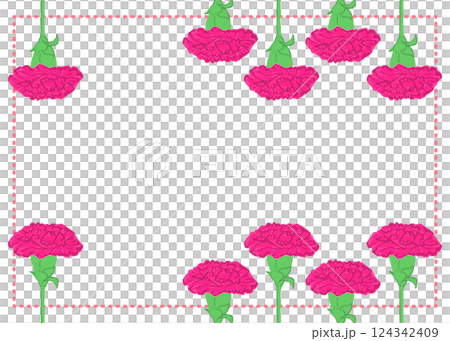 母の日の赤いカーネーションのフレームイラスト 124342409