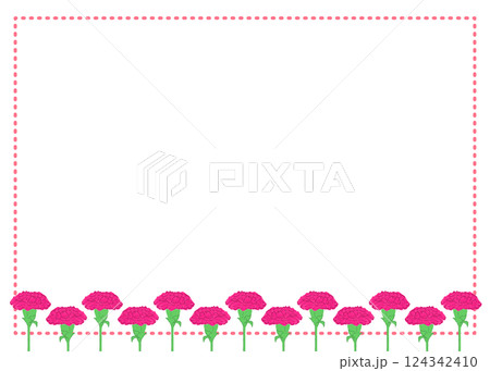 母の日の赤いカーネーションのフレームイラスト 124342410
